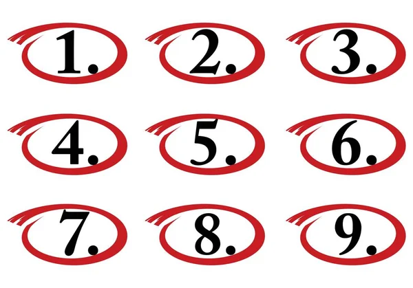 Set Nine Numbers Vector Illustration — Vettoriale Stock