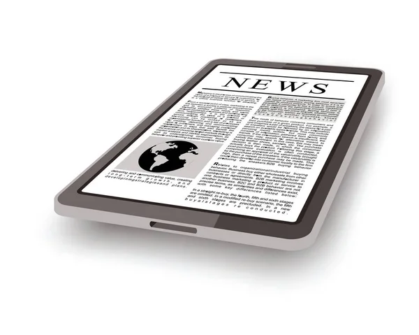 News Tablet Computer Isolated White Background — Vetor de Stock