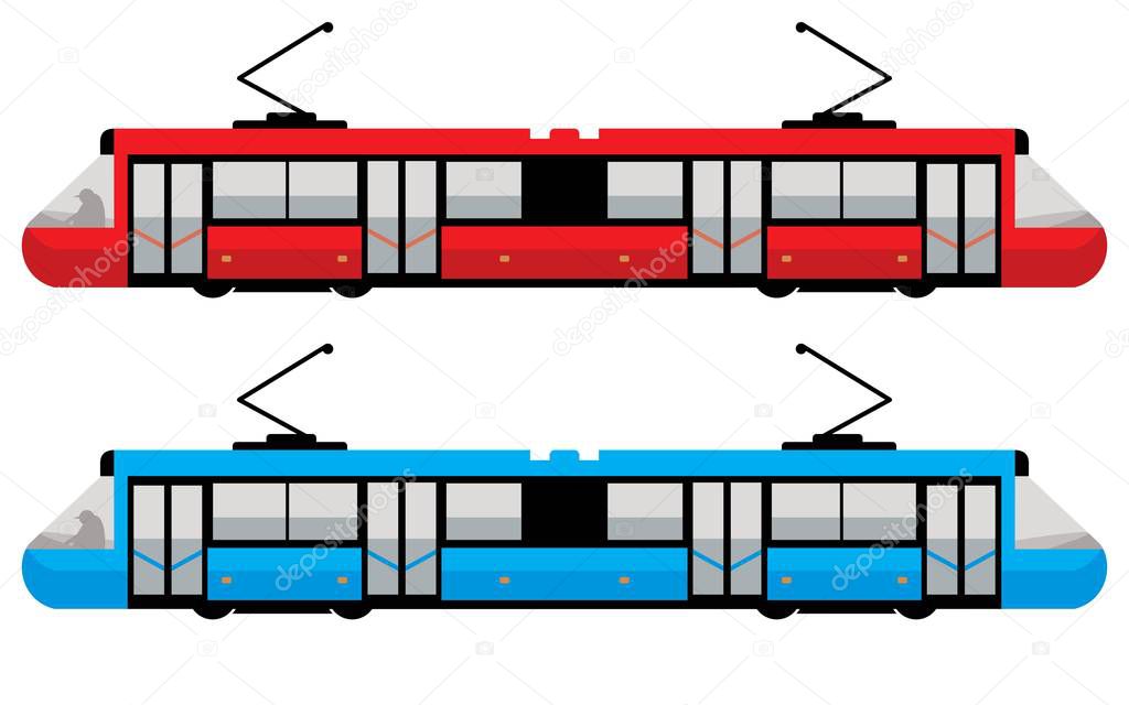 Modern tram isolate on white 