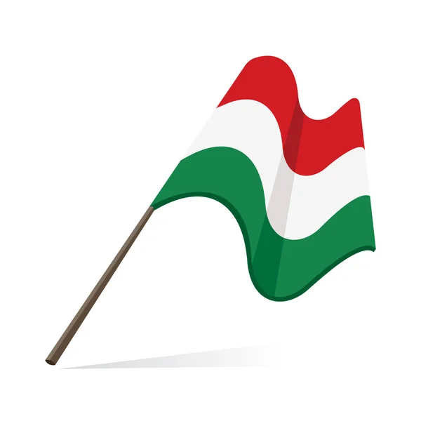 Waving Flag Hungary White Background Vector Illustration — ストックベクタ