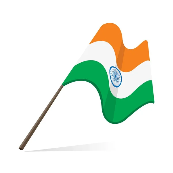 India Flag Icon Isometric Style Isolated Vector Illustration — Stockvector