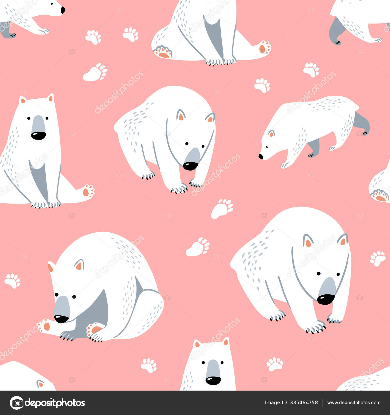 Seamless Polar Bear Pattern With Pink Background Cute Bear Cartoon Vector Illustration Can Be Used For Textile Poster Wallpaper Birthday Card Vector Image By C Kilniants Vector Stock