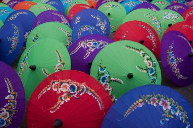 el yapımı şemsiye Chiang Mai Tayland