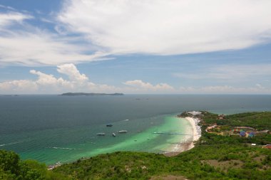 Plaj ve Zümrüt deniz, üstten görünüm