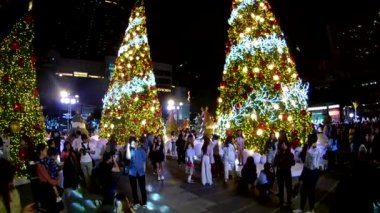 Bangkok Tayland: Kasım 27.2017:Christmas ışıkları ve gece süslemeleri