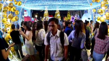Bangkok Tayland: Kasım 29.2017:Christmas ışıkları ve gece süslemeleri 