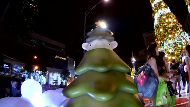 Bangkok Tayland Kasım 2017 Christmas Işıkları Gece Süslemeleri — Stok video
