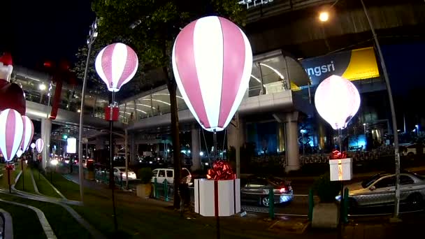 Bangkok Thaïlande Décembre 2017 Lumières Décorations Noël Nuit — Video