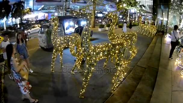 Bangkok Tajlandia Grudnia 2017 Christmas Światła Dekoracji Nocy — Wideo stockowe