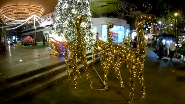 Μπανγκόκ Ταϊλάνδη Δεκέμβριος 2017 Christmas Φώτα Και Στολίδια Νύχτα — Αρχείο Βίντεο