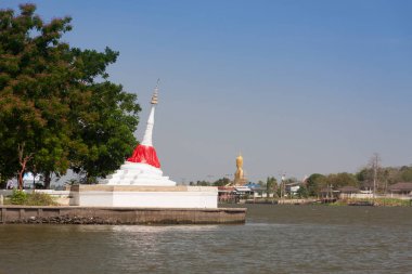 Beyaz pagoda adlı Koh Kred Nontaburi Tayland