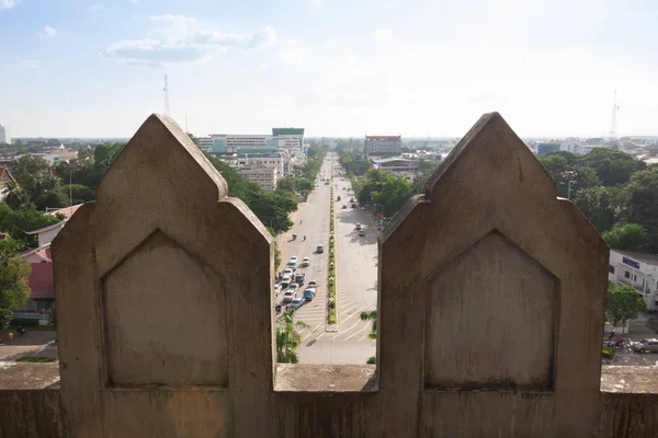 Road to Patuxai from top view  ,Vientiane, Laos — Stock Photo, Image