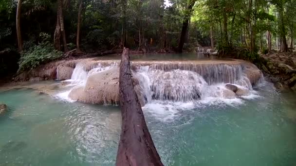 Vodopádu Erawan Národní Park Erawan Kanchanaburi Thajsko — Stock video