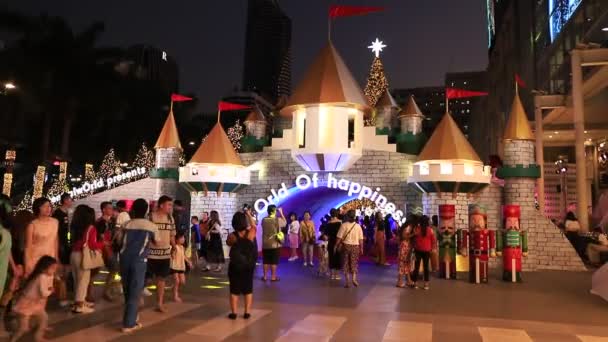 Bangkok Thailand November 2019 Weihnachtsbeleuchtung Und Weihnachtsdekoration Der Nacht Bangkok — Stockvideo