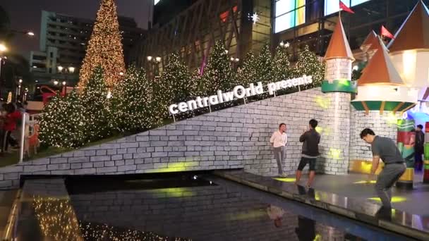 Bangkok Thaïlande Novembre 2019 Lumières Décorations Noël Nuit Bangkok Thaïlande — Video