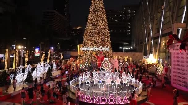 Bangkok Tailandia Noviembre 2019 Luces Decoraciones Navideñas Por Noche Bangkok — Vídeos de Stock