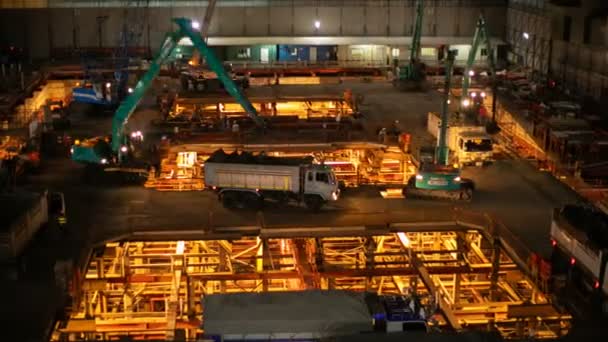 Bangkok Thailand January 2020 Time Lapse Construction Site Night Bangkok — Stock Video