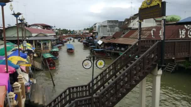 泰国Samut Songkhram的Aěwa浮标市场 — 图库视频影像