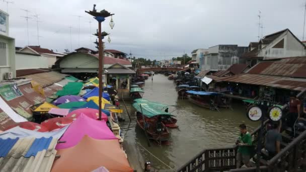 泰国Samut Songkhram的Aěwa浮标市场 — 图库视频影像