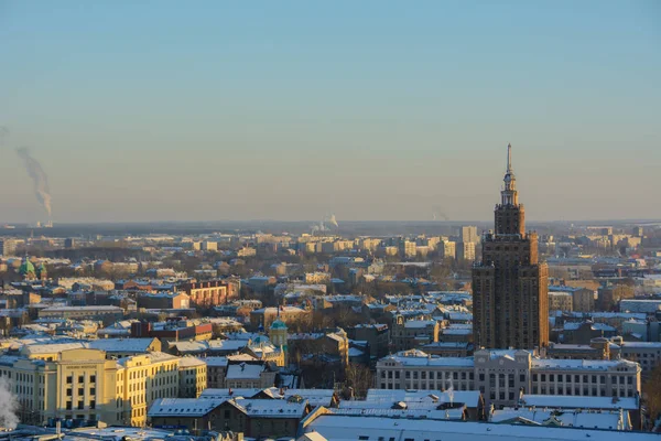 Panorama z zimowych w Ryga, Łotwa — Zdjęcie stockowe