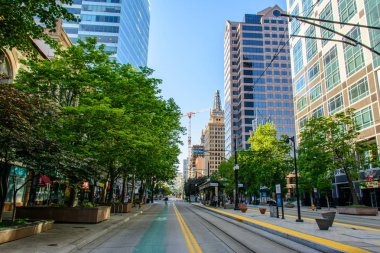 Salt Lake City, Utah, Amerika Birleşik Devletleri - 26 Haziran 2015: Salt Lake City Main Street