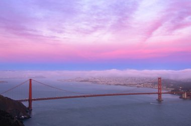 Golden Gate Köprüsü günbatımı arka plan, San Francisco, Kaliforniya, ABD