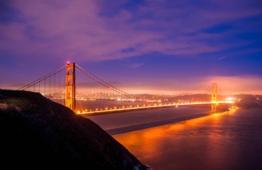 Gece Golden Gate Köprüsü San Francisco, Kaliforniya, ABD
