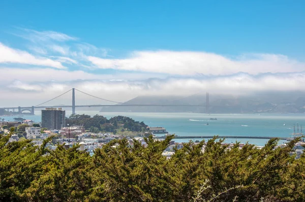 Coit Tower, San Francisco, ABD, gözlem güverteden Golden Gate Köprüsü'nün görünümü — Stok fotoğraf