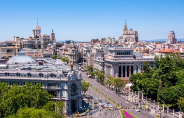Uyanık Cibeles Palace, İspanya Madrid panoramik manzaraları