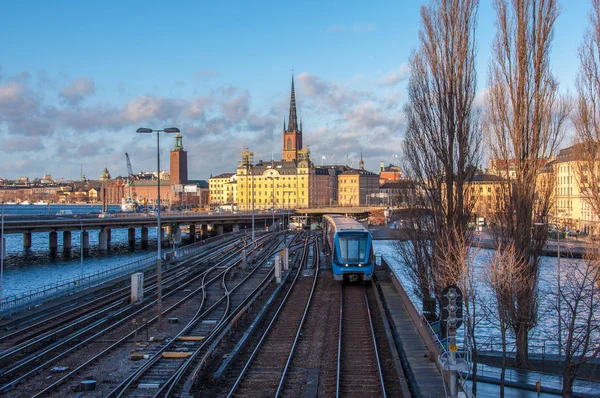 View of a subway train coming from Gamla Stan, Stockholm, Sweden — Stock Photo, Image