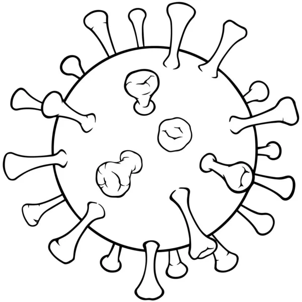 Konstritning Vektorlinje Ett Coronavirus Covid — Stock vektor