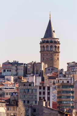 Galata Kulesi, Istanbul, Türkiye'de Galata/Karaky dörtte bir Ortaçağ taş kule. Boğaz manzarası