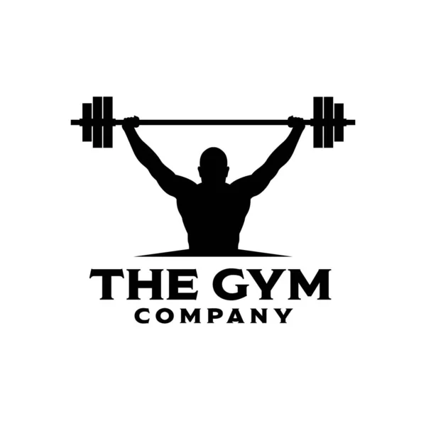 Odznaka logo fitness z mięśniakiem, Wektor szablonu logo gimnastycznego, Odznaka logo Body Build — Zdjęcie stockowe