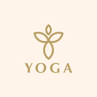 Soyut Yoga Logosu Şablonu Doğrusal Biçim. Sağlık Spa Harmony Logotype konsepti.