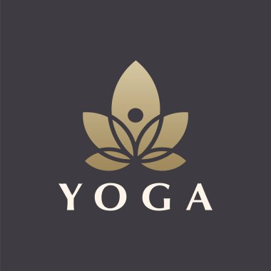 Soyut Yoga Logosu Şablonu Lüks Stil. Lotus ve insan soyut.