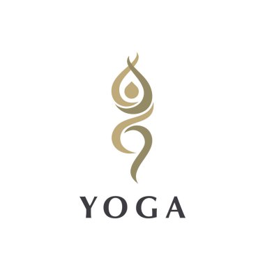 Yoga pozu vektör logo tasarım şablonu. Güzellik, Spa, Rahatlama, Masaj, Meditasyon, konsept simgesi