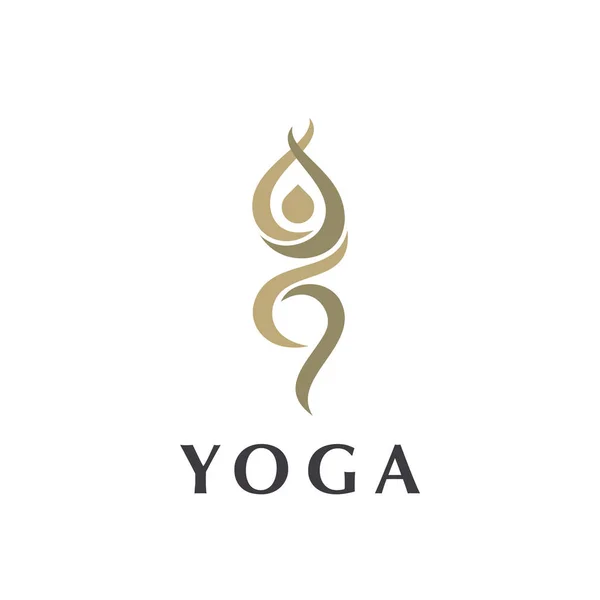 Yoga позировать векторный дизайн логотипа соблазнить. Красота, Спа, Расслабься, Массаж, Медитация, икона концепции — стоковый вектор