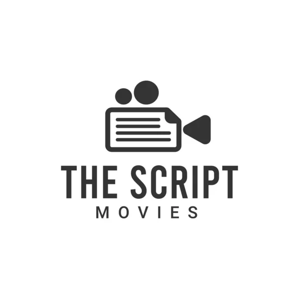 The script film maker logo design. Film strip with the script vector illustration for movie studio production graphic template. — ストック写真