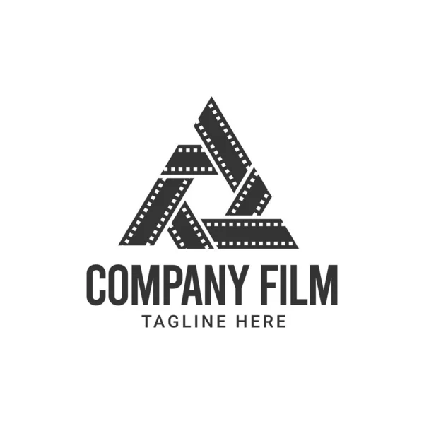 Triangle Element film maker logo design. Film strip with triangle element vector illustration for movie studio production graphic template. — ストック写真