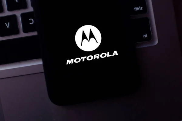 Teléfono Inteligente Con Logotipo Motorola Motorola Inc Era Una Empresa — Foto de Stock