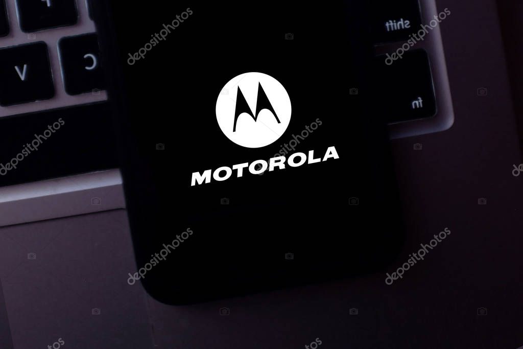 Smart phone with the MOTOROLA logo. Motorola Inc. was an American company specializing in electronics and telecommunications.U.S. New York, Friday, November 1, 2020