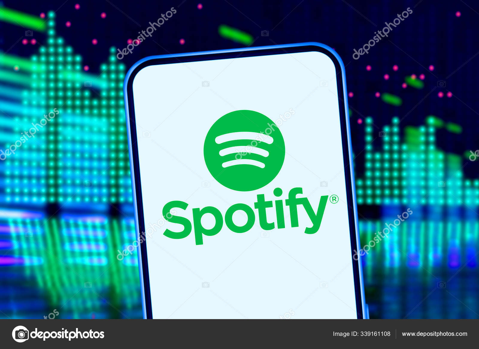 Smarphone Con Logotipo Spotify Que Servicio Música Digital Que Acceso —  Foto editorial de stock © Daniel.Constante #339161108