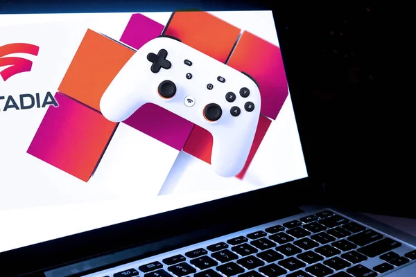 Playing Cards Computer Screen Stadia Logo Which Subscription Service Video — 스톡 사진