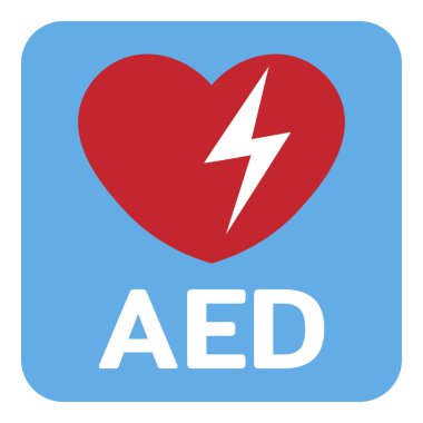 AED (Otomatik Dış Defibrilatör) Acil Durum İlk Yardım Etiketi İşareti