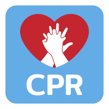Kardiyopulmoner Resuscitation (CPR) İmzalama Etiketi, İlk Yardım Simgesi Grafik Düz Tasarımı - Vektör İllüstrasyonu