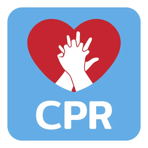 Kardiyopulmoner Resuscitation (CPR) İmzalama Etiketi, İlk Yardım Simgesi Grafik Düz Tasarımı - Vektör İllüstrasyonu