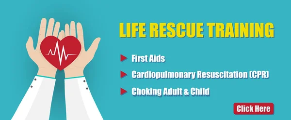Life Rescue Training Website Banner with Hands Holding Heart