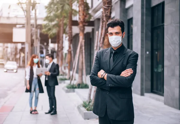 Bonito Empresário Distrito Negócios Ele Confiante Novo Projeto Negócios Entre — Fotografia de Stock