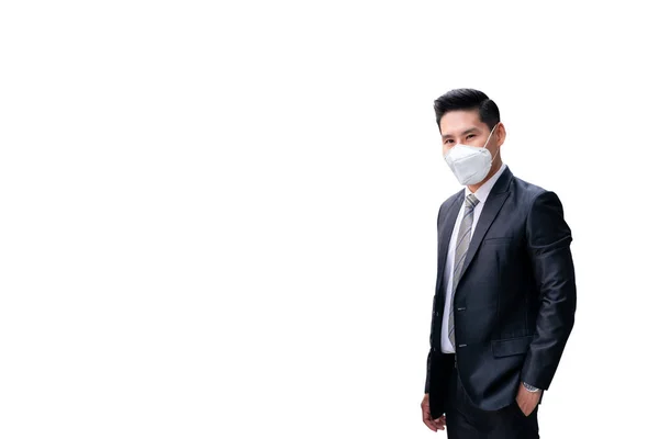 Empresario Asiático Que Usa Máscara Protección Contra Virus Prevención Del — Foto de Stock