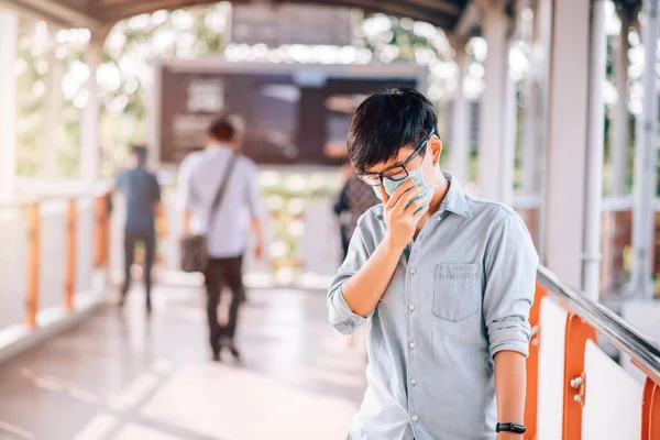 Adult Asian Woman Was Cough and Fever Look Like Flu Symptoms. Patient Wearing Virus Protective Mask in Prevention for Coronavirus or Covid-19 Outbreak Situation - Healthcare and Lifestyle